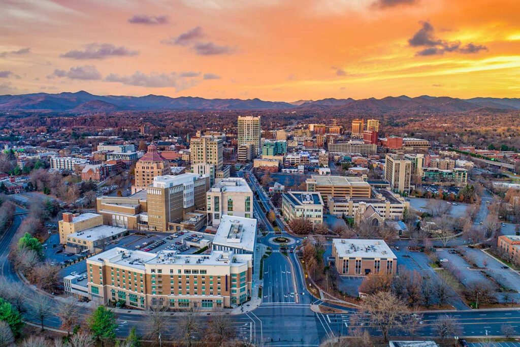 image of cityscape at twilight as a symbol of finding partial hospitalization in Asheville, NC.