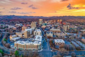 image of cityscape at twilight as a symbol of finding partial hospitalization in Asheville, NC.